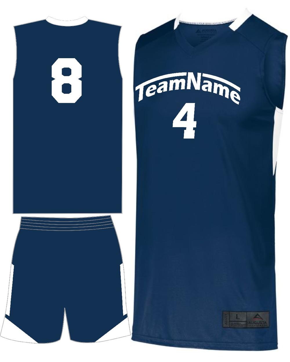 Augusta Step-Back Custom Basketball Uniform, color: Navy/White