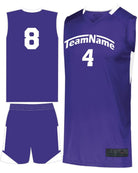 Augusta Step-Back Custom Basketball Uniform, color: Purple/White