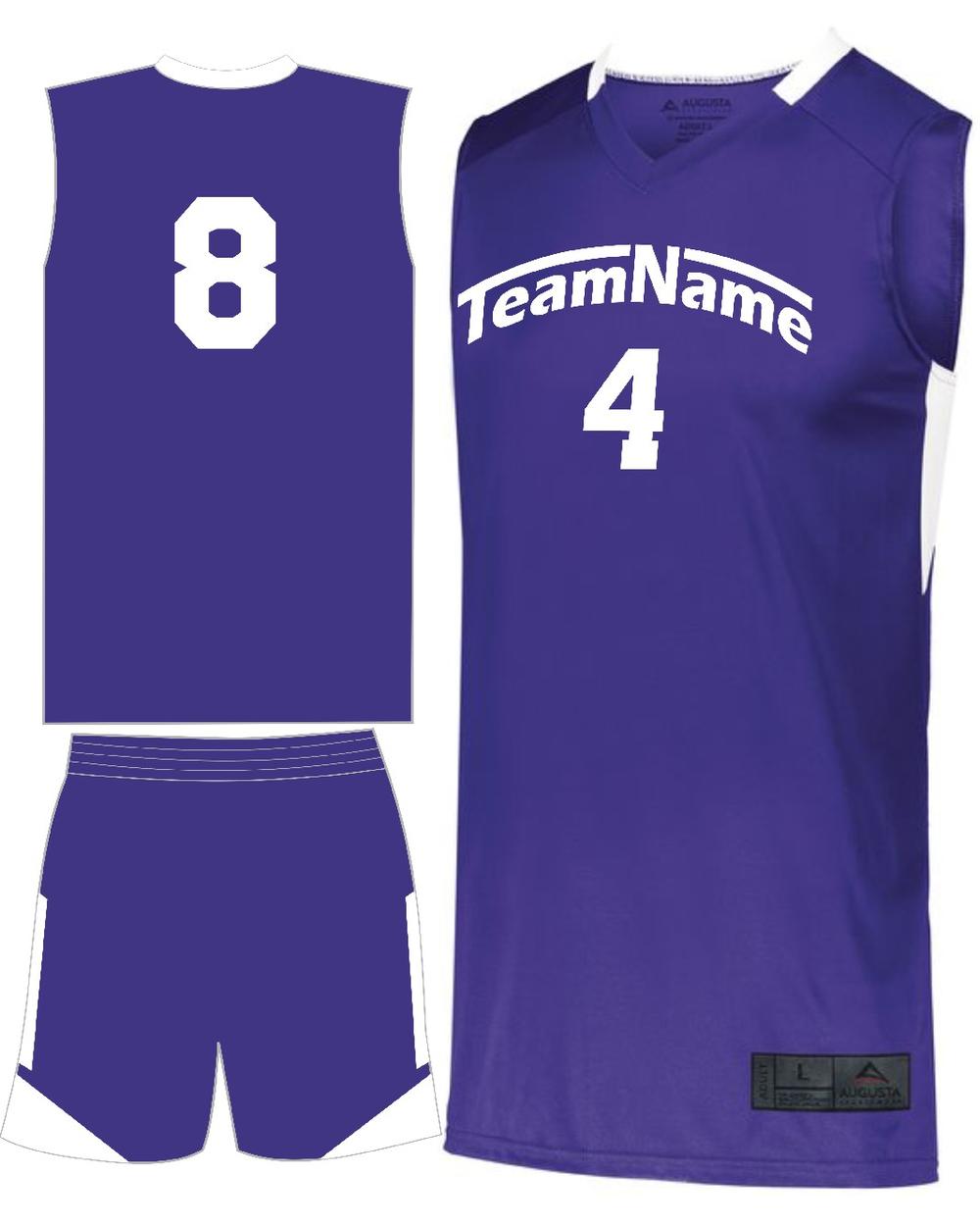Augusta Men's Step-Back Custom Basketball Uniform, color: Purple/White