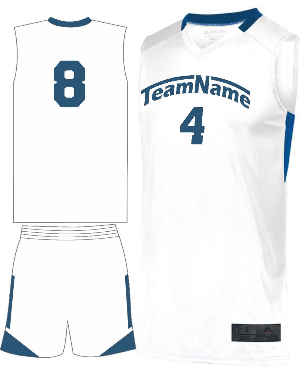 Augusta Step-Back Custom Basketball Uniform, color: White/Royal