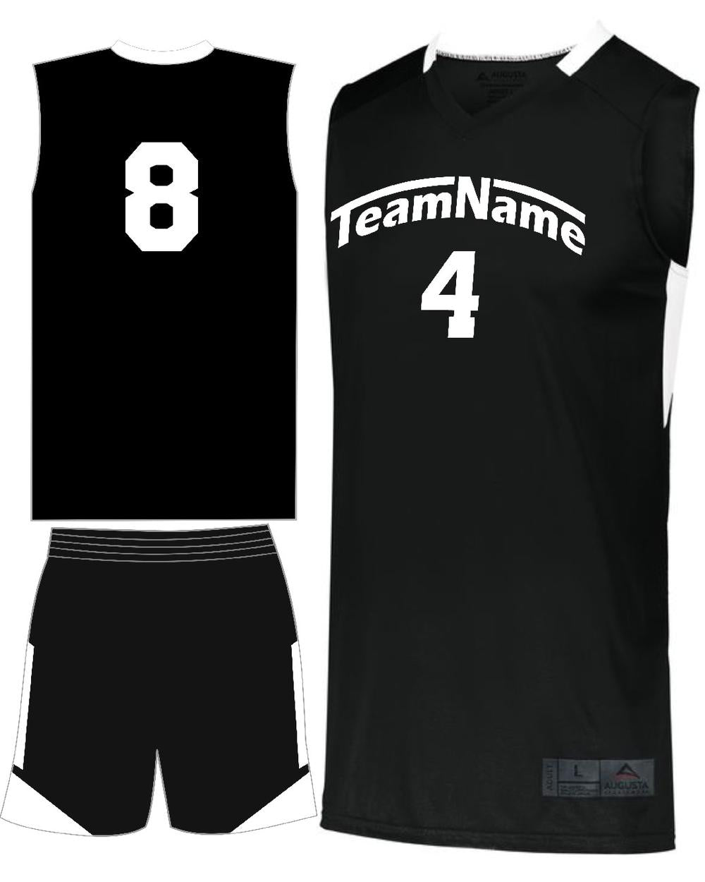 Augusta Step-Back Custom Basketball Uniform, color: Black/White