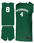 Augusta Step-Back Custom Basketball Uniform, color: Dark Green/White