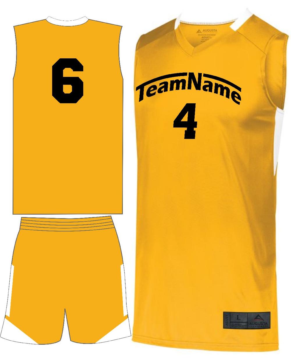 Augusta Youth Step-Back Custom Basketball Uniform, color: Gold/White
