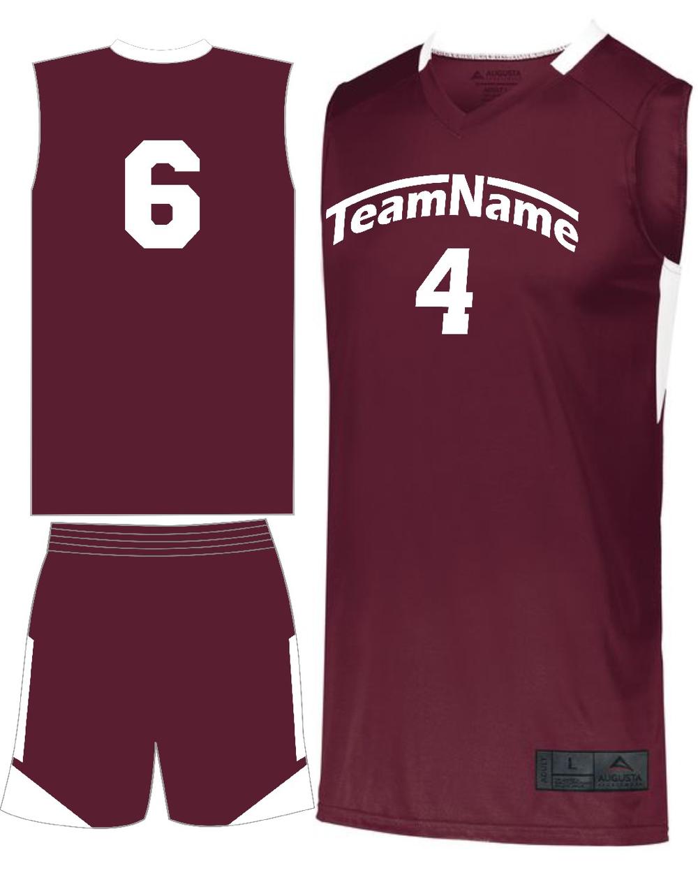 Augusta Youth Step-Back Custom Basketball Uniform, color: Maroon/White