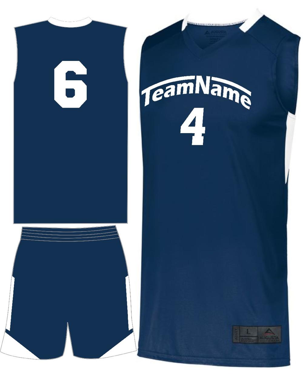 Augusta Step-Back Custom Basketball Uniform, color: Navy/White