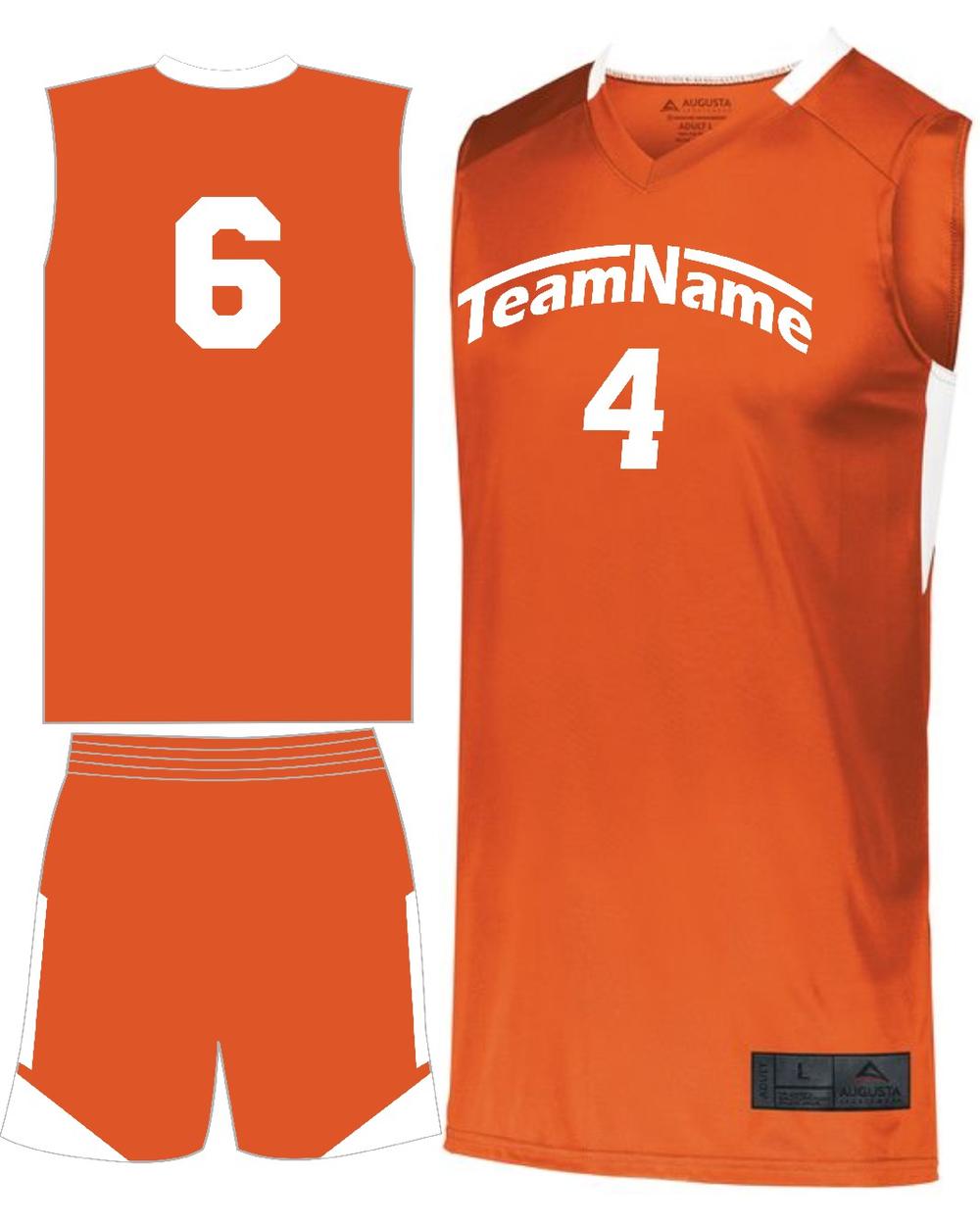 Augusta Youth Step-Back Custom Basketball Uniform, color: Orange/White