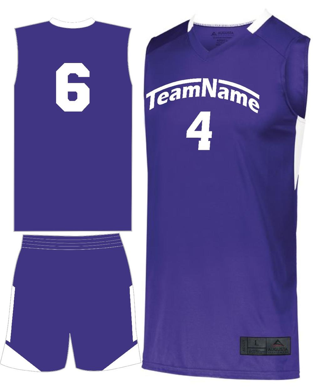 Augusta Step-Back Custom Basketball Uniform, color: Purple/White