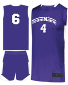 Augusta Step-Back Custom Basketball Uniform, color: Purple/White