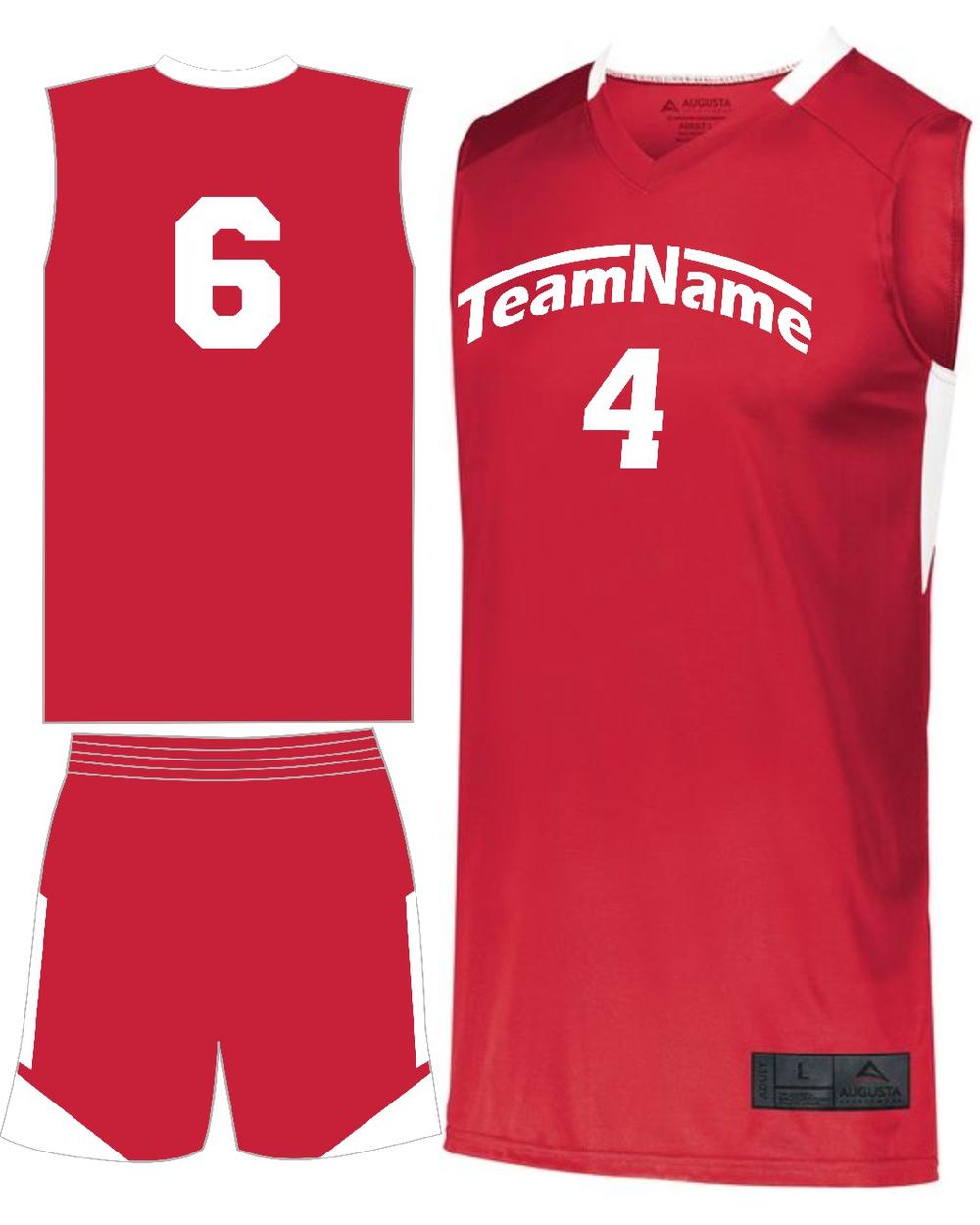 Augusta Youth Step-Back Custom Basketball Uniform, color: Red/White
