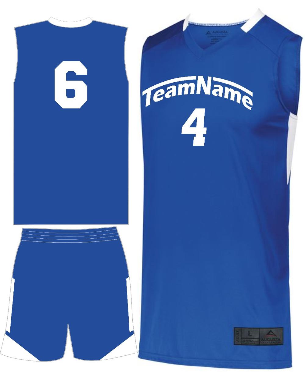 Augusta Youth Step-Back Custom Basketball Uniform, color: Royal/White