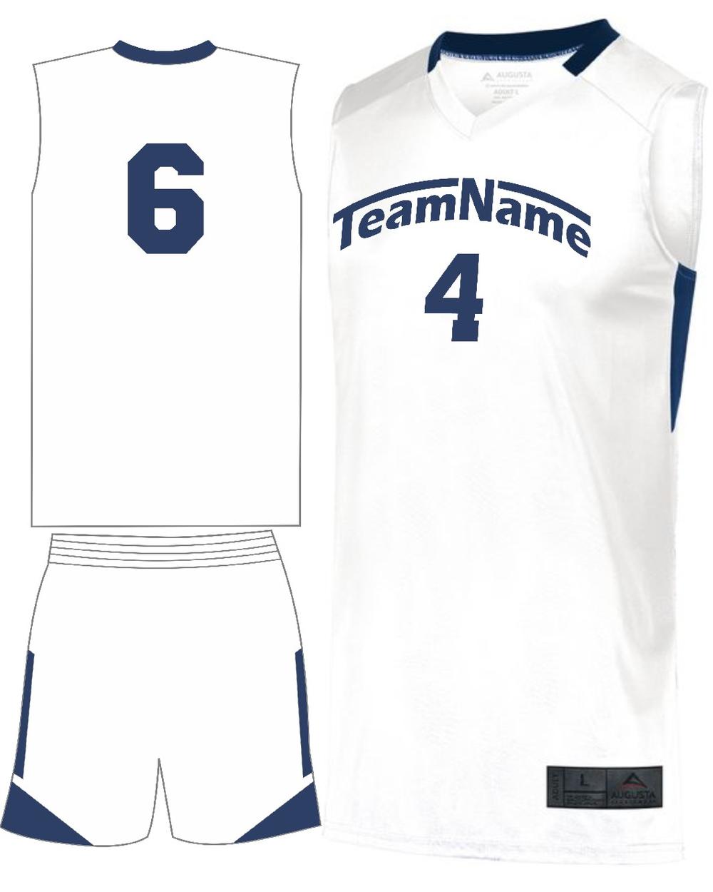 Augusta Youth Step-Back Custom Basketball Uniform, color: White/Navy