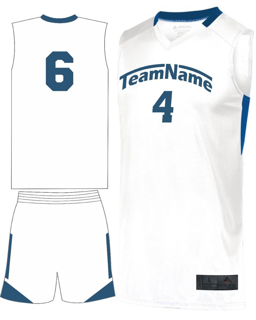 Augusta Youth Step-Back Custom Basketball Uniform, color: White/Royal