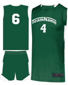 Augusta Step-Back Custom Basketball Uniform, color: Dark Green/White