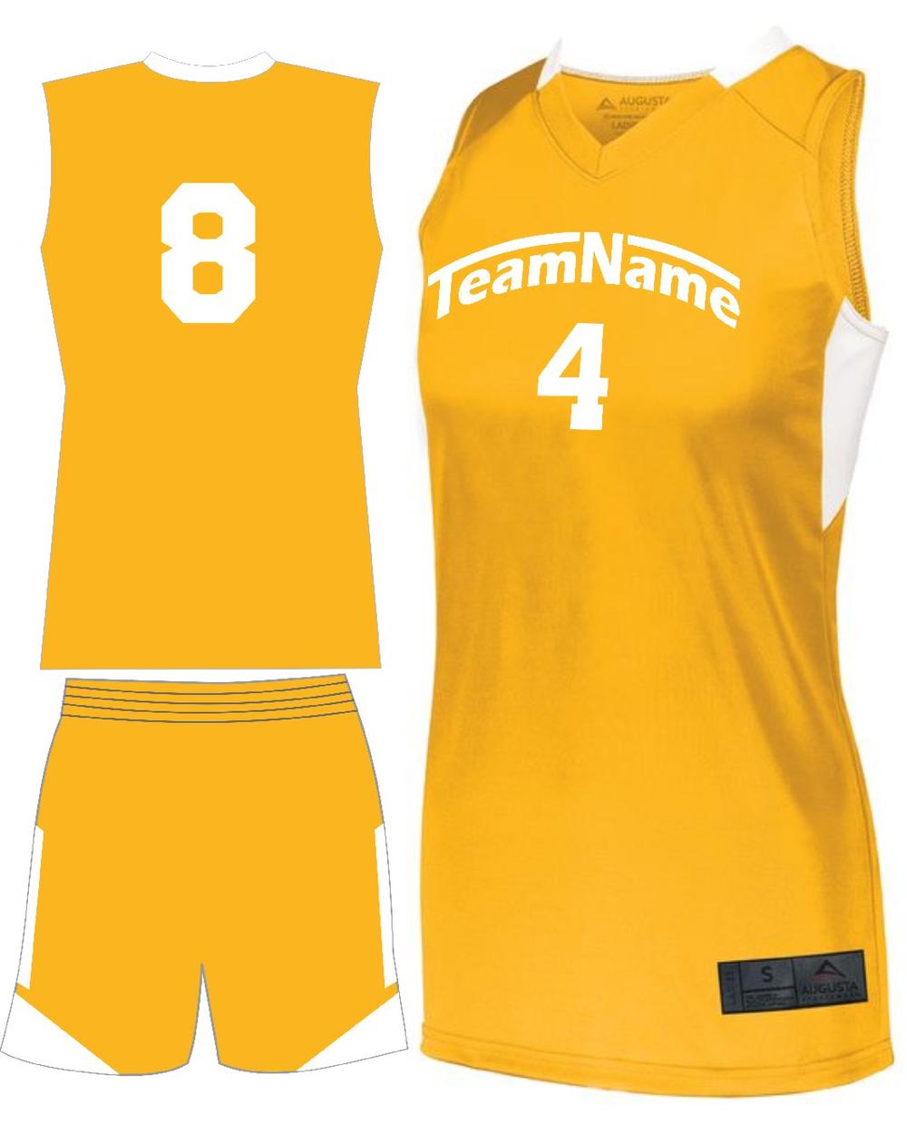Augusta Women's Step-Back Custom Basketball Uniform, color: Gold/White