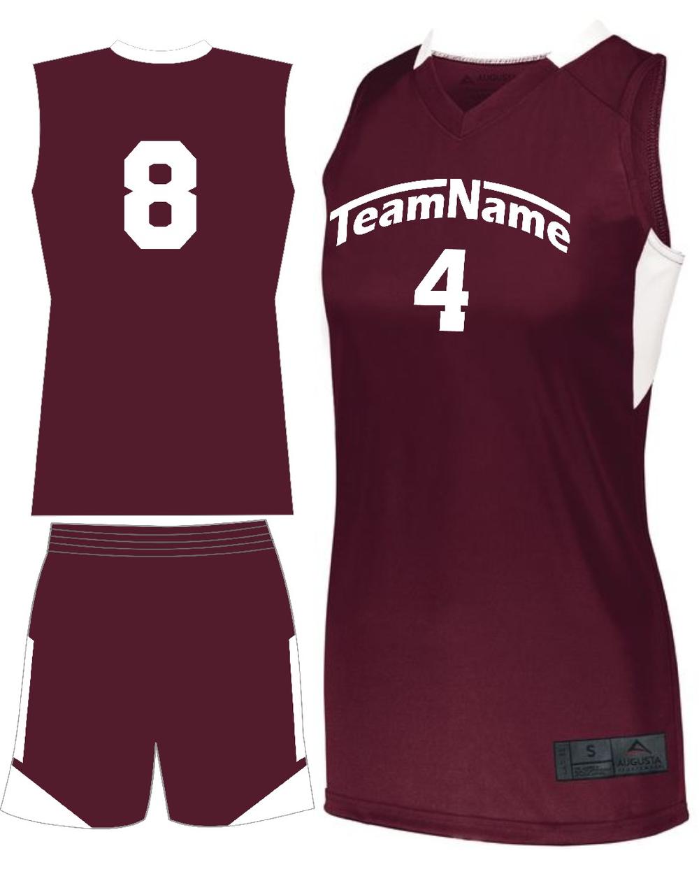 Augusta Women's Step-Back Custom Basketball Uniform, color: Maroon/White
