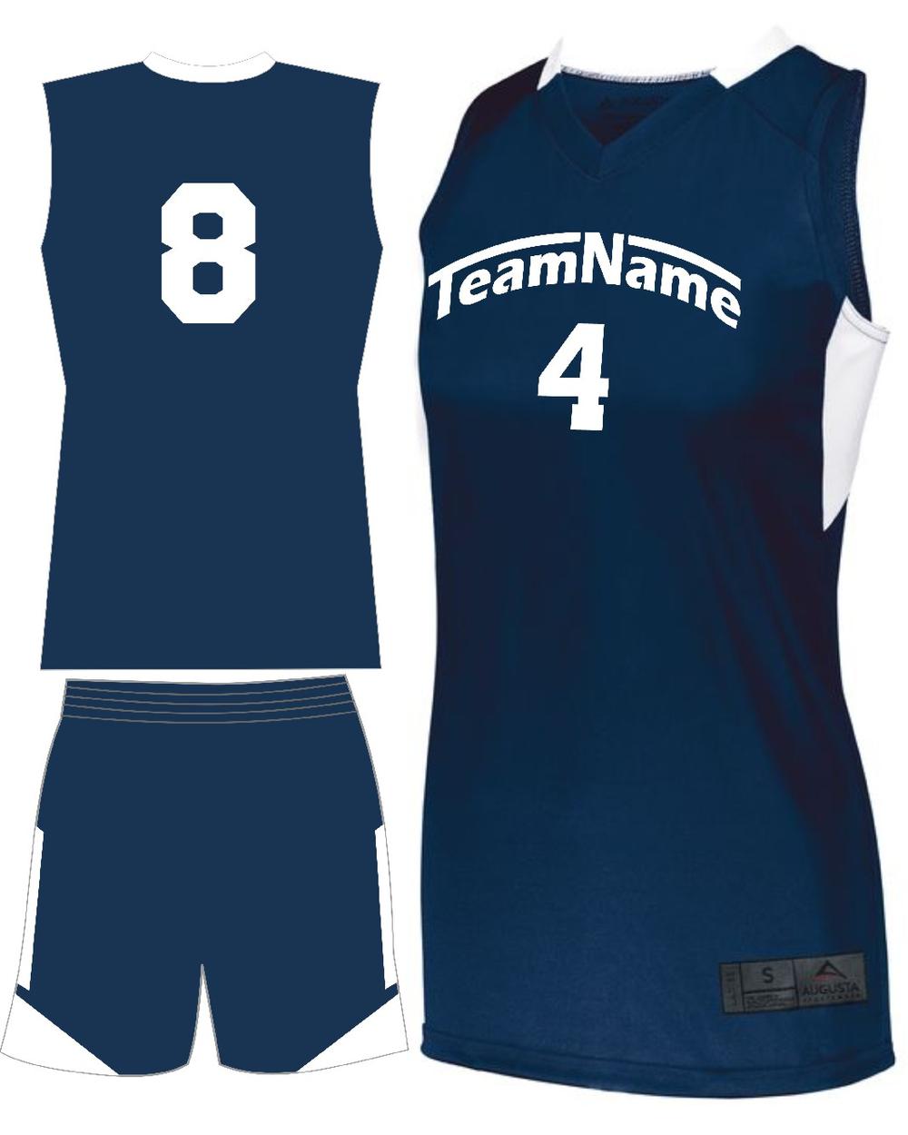 Augusta Women's Step-Back Custom Basketball Uniform, color: Navy/White
