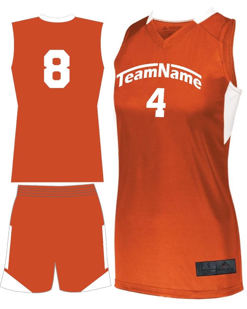 Augusta Women's Step-Back Custom Basketball Uniform, color: Orange/White