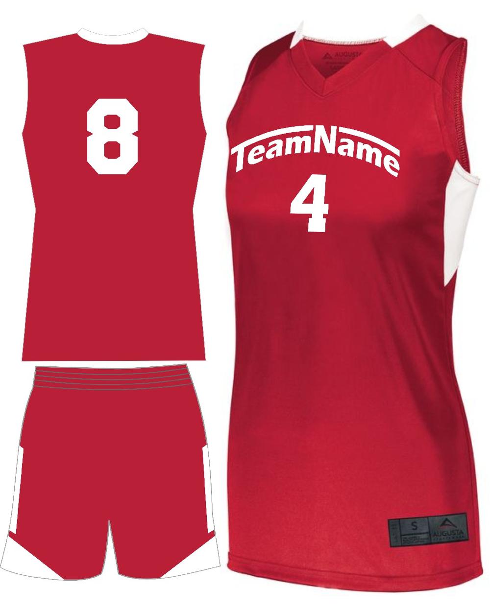 Augusta Women's Step-Back Custom Basketball Uniform, color: Red/White