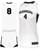 Augusta Step-Back Custom Basketball Uniform, color: White/Black