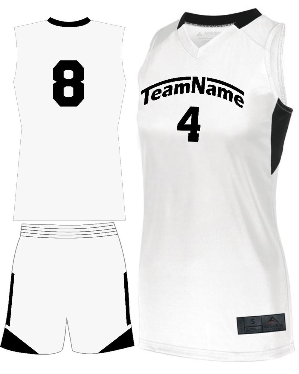 Augusta Step-Back Custom Basketball Uniform, color: White/Black