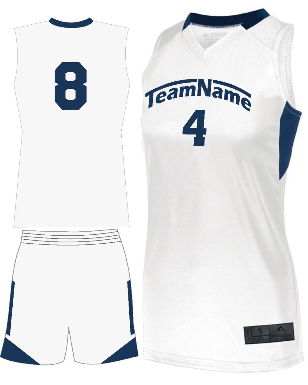 Augusta Women's Step-Back Custom Basketball Uniform, color: White/Navy