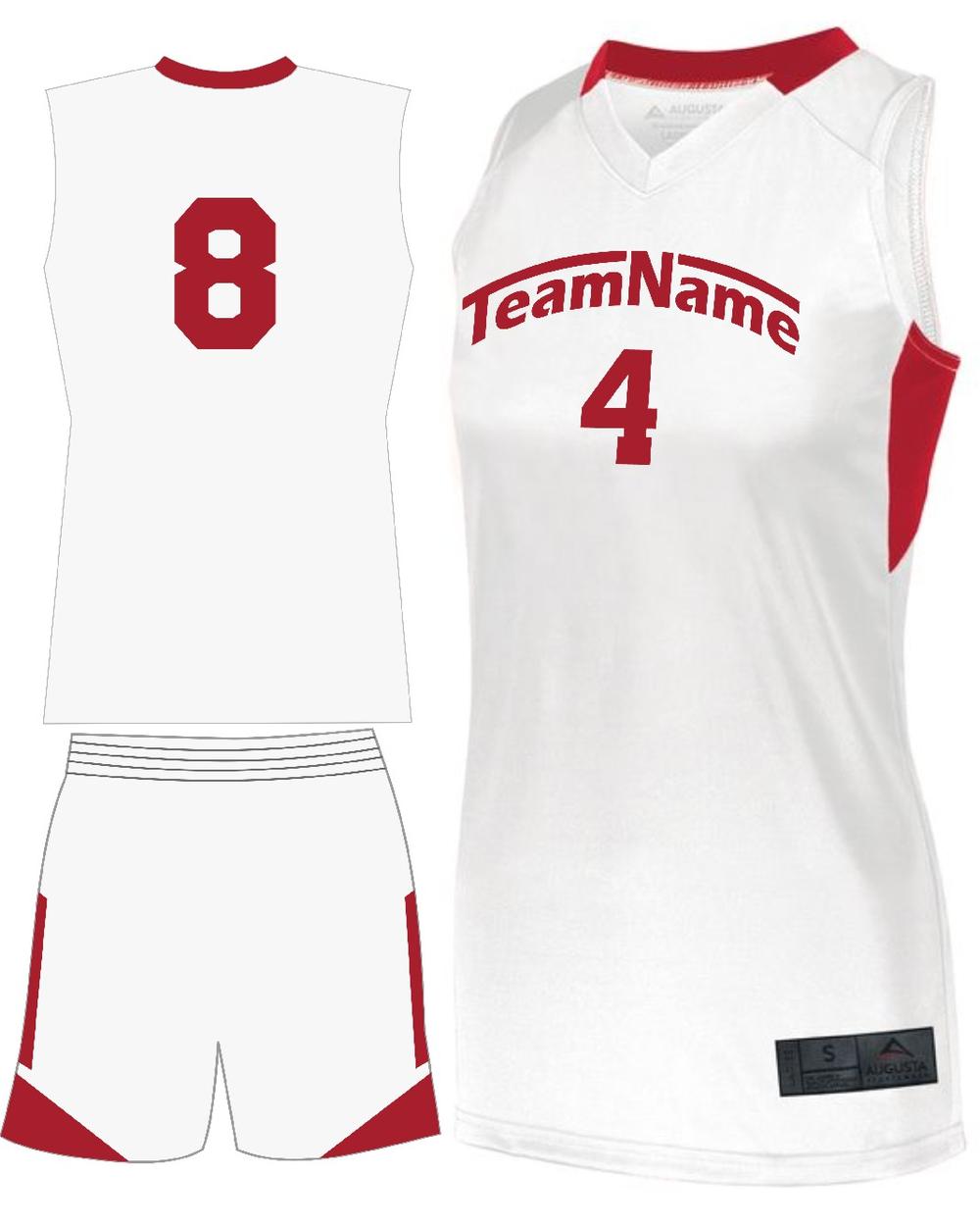 Augusta Women's Step-Back Custom Basketball Uniform, color: White/Red