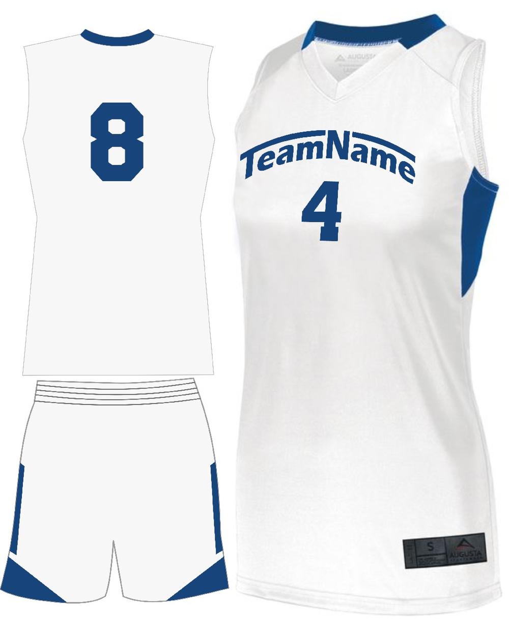 Augusta Step-Back Custom Basketball Uniform, color: White/Royal