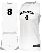 Augusta Step-Back Custom Basketball Uniform, color: White/Silver