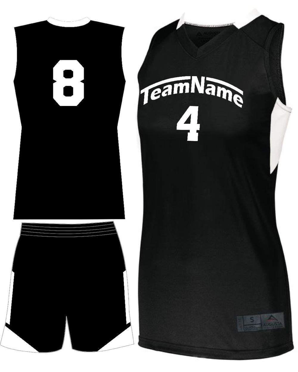Augusta Step-Back Custom Basketball Uniform, color: Black/White