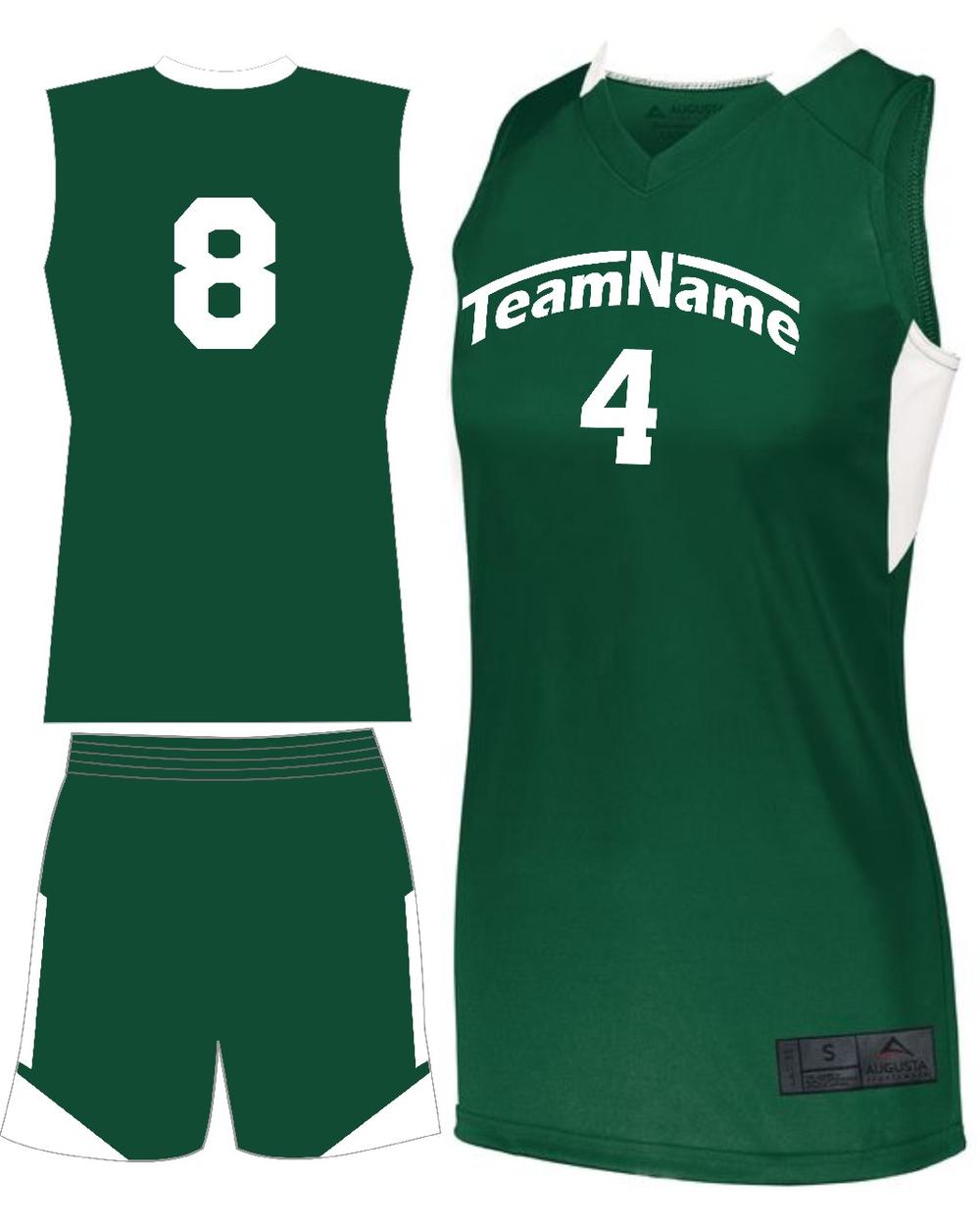 Augusta Women's Step-Back Custom Basketball Uniform, color: Dark Green/White