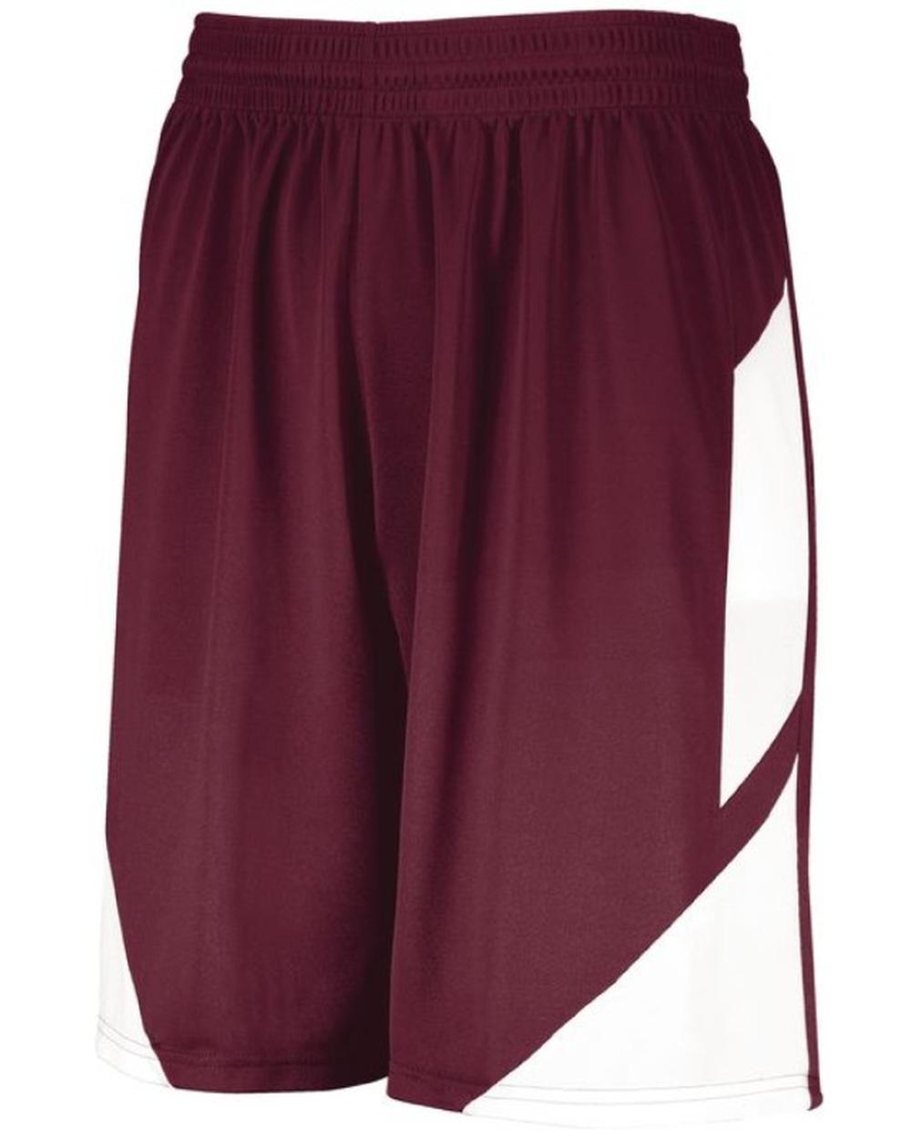 Augusta Men's Step-Back Basketball Short, color: Maroon/White