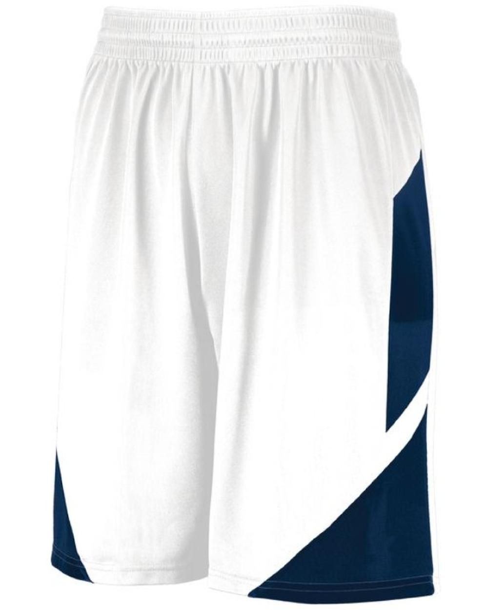 Augusta Men's Step-Back Basketball Short, color: White/Navy