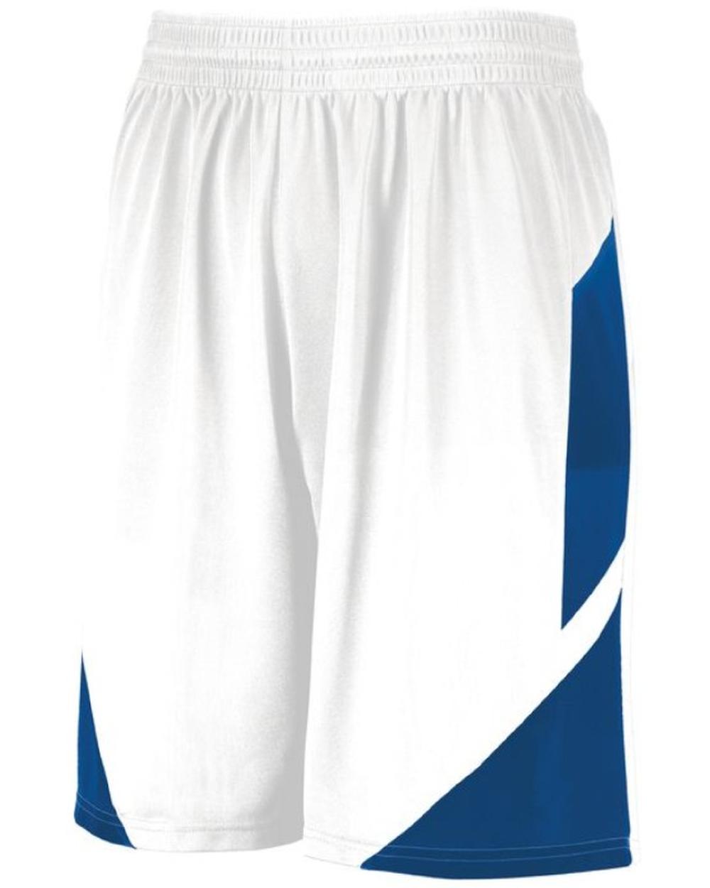 Augusta Men's Step-Back Basketball Short, color: White/Royal
