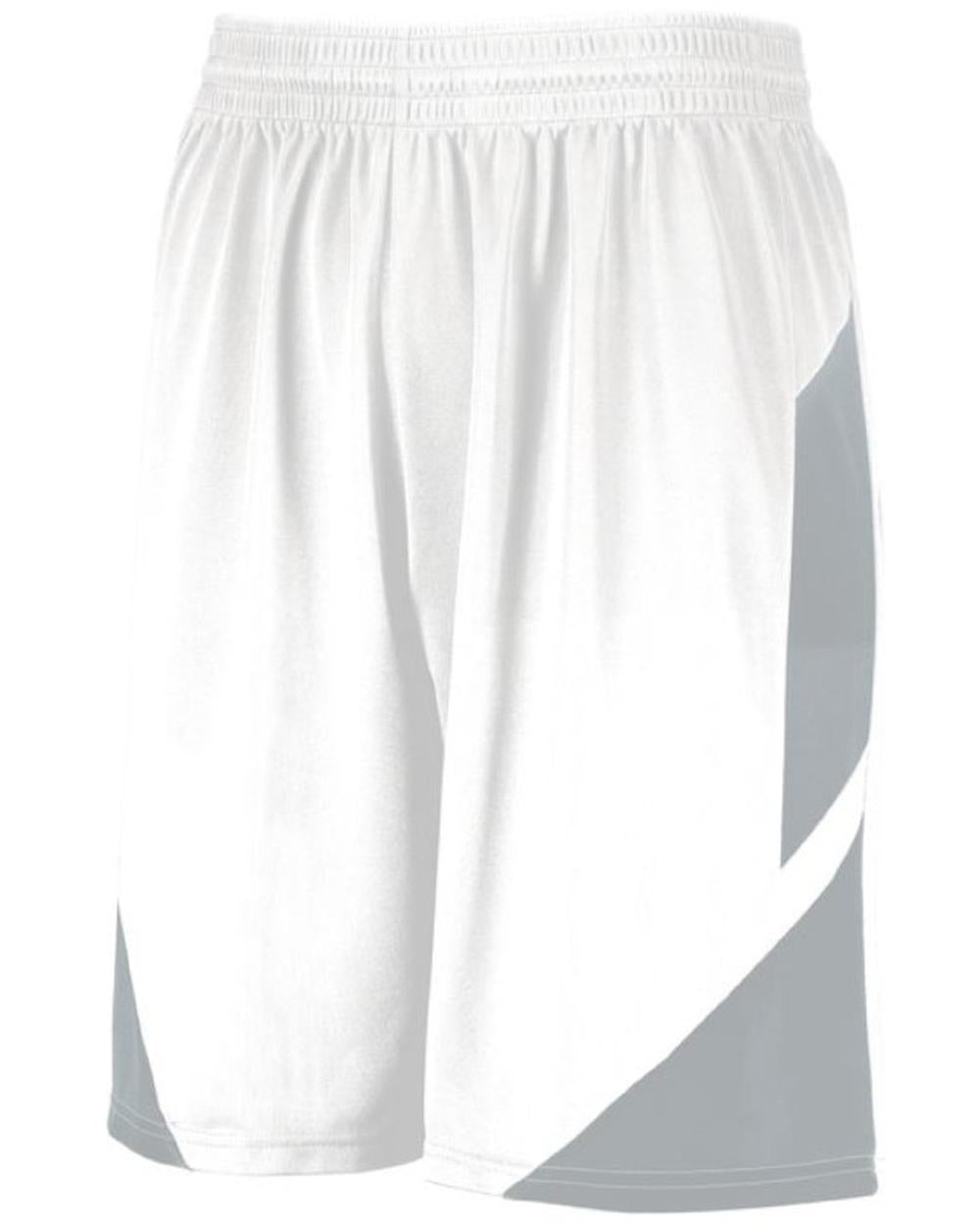 Augusta Men's Step-Back Basketball Short, color: White/Silver