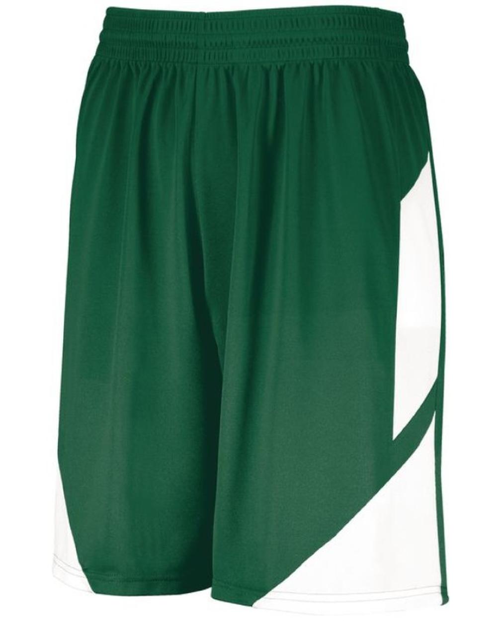Augusta Men's Step-Back Basketball Short, color: Dark Green/White