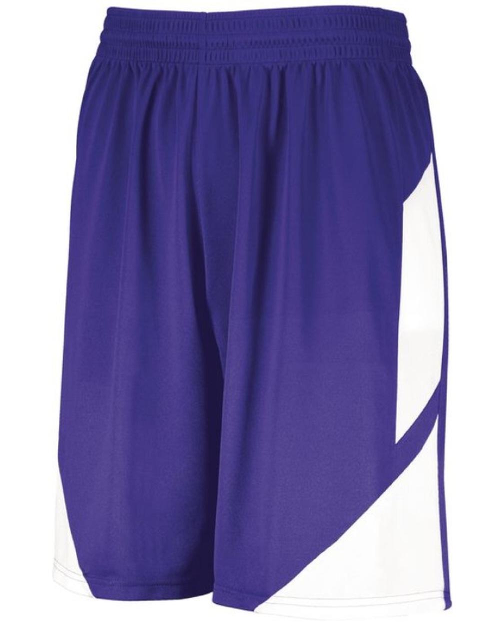 Augusta Youth Step-Back Basketball Short, color: Purple/White