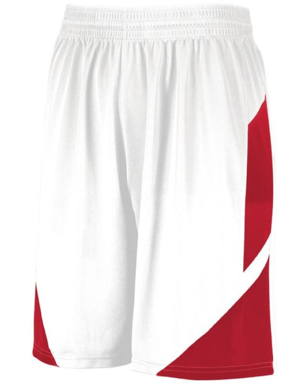 Augusta Youth Step-Back Basketball Short, color: White/Red