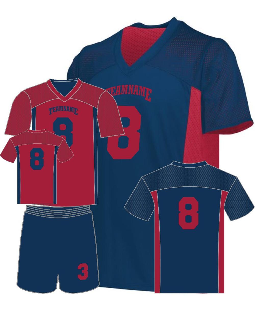 Augusta Reversible Flag Custom Football Jersey, color: Navy/Scarlet