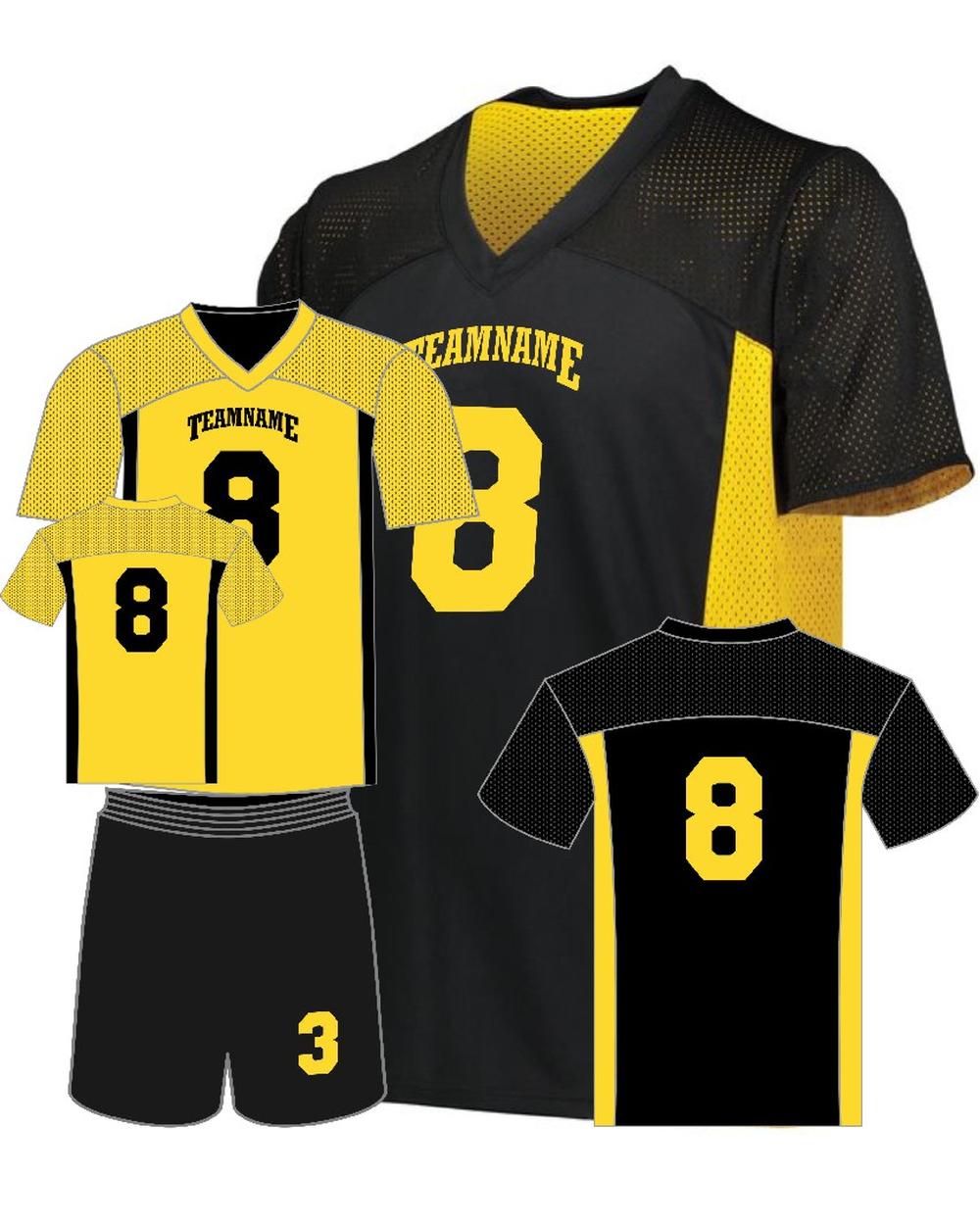 Augusta Reversible Flag Custom Football Jersey, color: Black/Gold