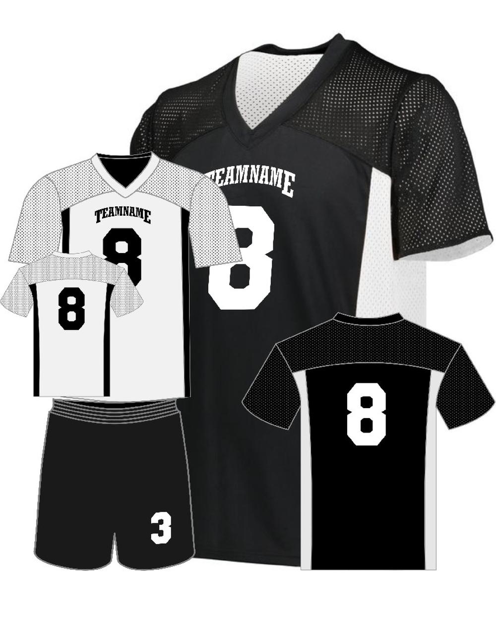 Augusta Reversible Flag Custom Football Jersey, color: Black/White