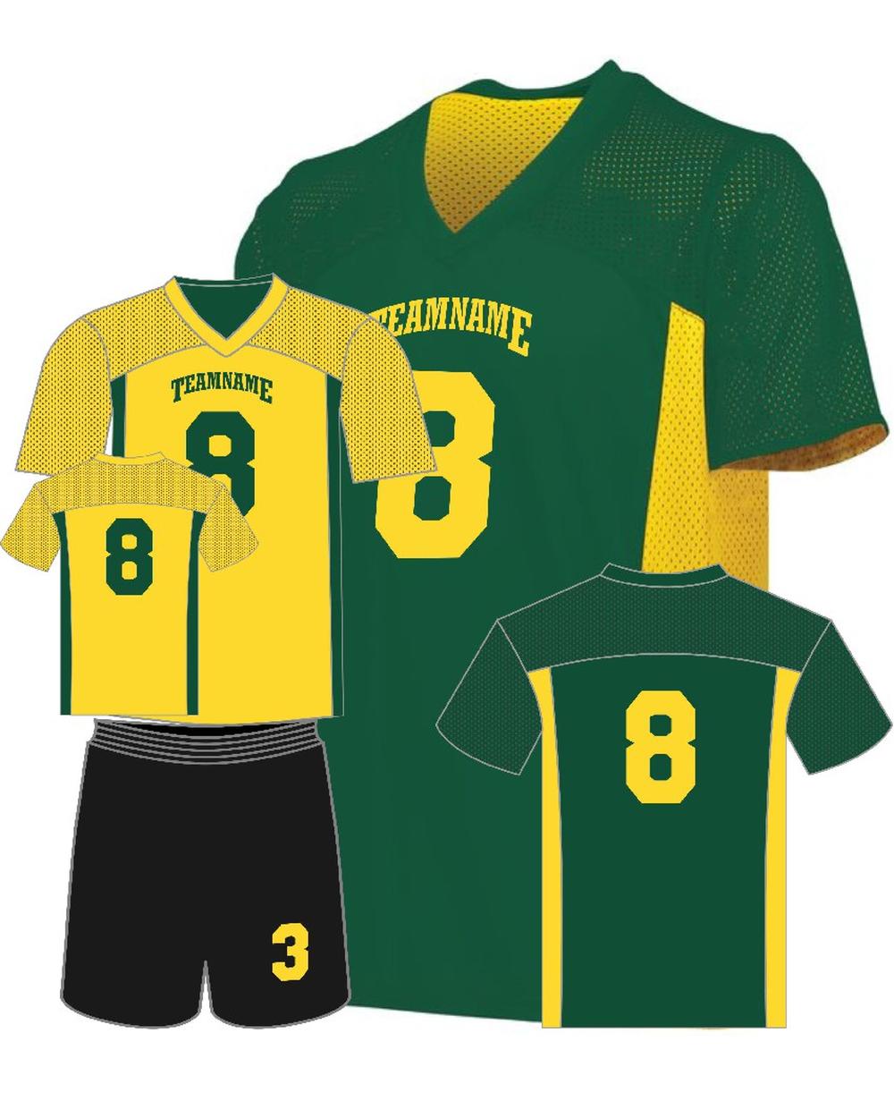 Augusta Reversible Flag Custom Football Jersey, color: Dark Green/Gold