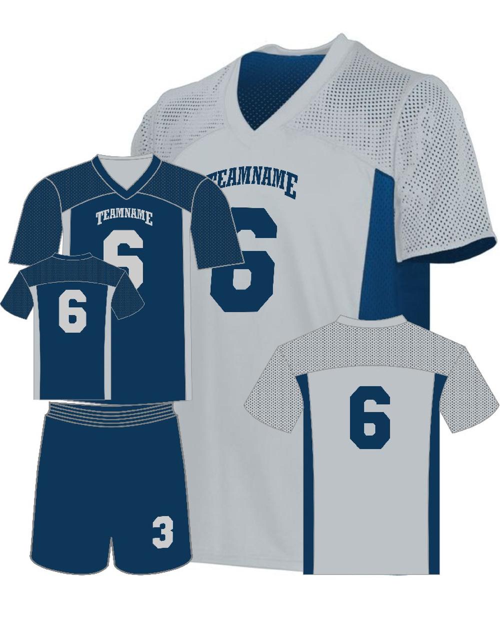 Augusta Reversible Flag Custom Football Jersey, color: Silver/Navy