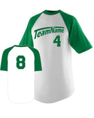 Augusta Raglan S/S Custom Baseball Jersey, color: White/Kelly