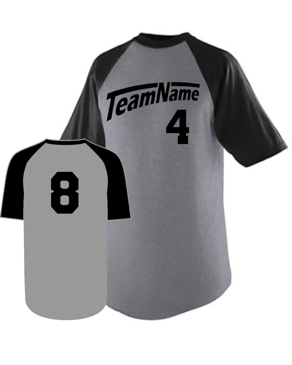 Augusta Raglan S/S Custom Baseball Jersey, color: Athletic Heather/Black