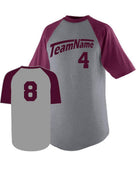 Augusta Raglan S/S Custom Baseball Jersey, color: Athletic Heather/Maroon