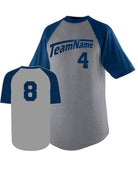 Augusta Raglan S/S Custom Baseball Jersey, color: Athletic Heather/Navy