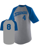 Augusta Raglan S/S Custom Baseball Jersey, color: Athletic Heather/Royal