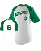 Augusta Raglan S/S Custom Baseball Jersey, color: White/Kelly