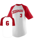 Augusta Raglan S/S Custom Baseball Jersey, color: White/Red