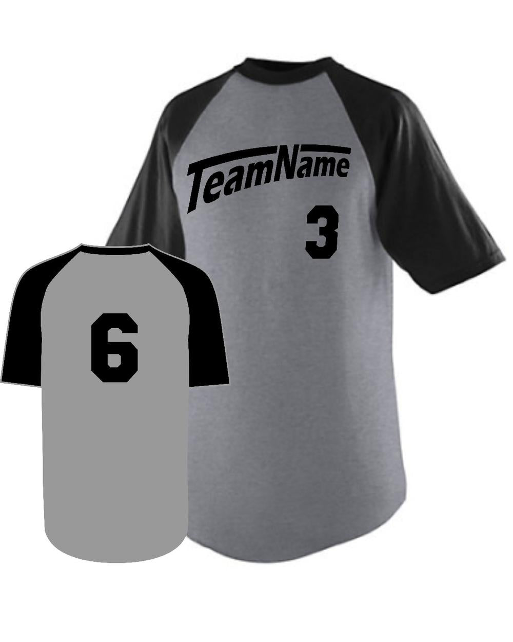 Augusta Youth Raglan S/S Custom Baseball Jersey, color: Athletic Heather/Black
